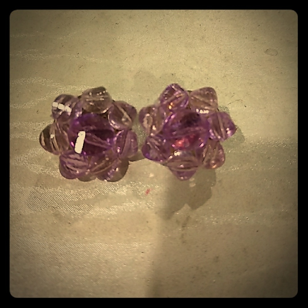 Lilac Vintage Bead Clip-on earrings